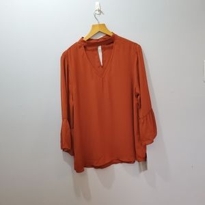 Tempted Burnt Orange Choker Long Sleeved Top
